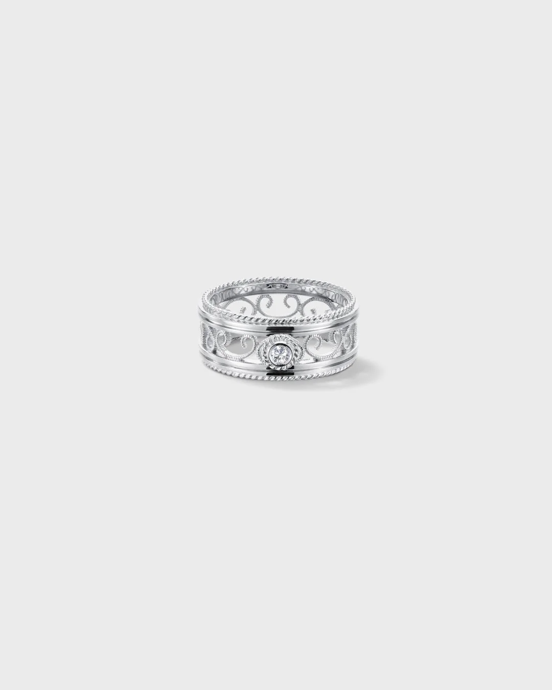 Filigraani-sormus 8,5mm 1x0,06ct valkokulta - Image 4