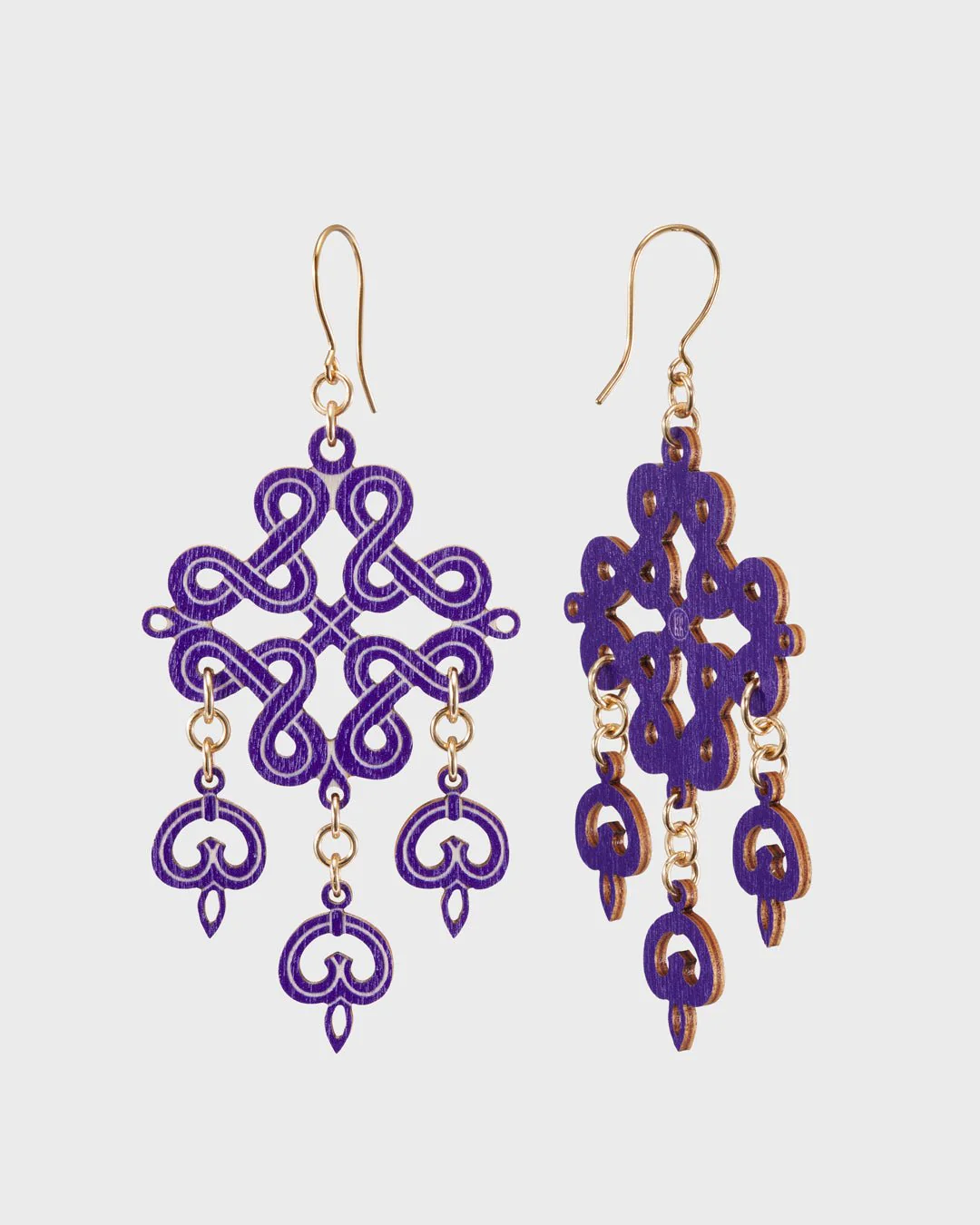 Karjalainen nauhapunos -vanerikorvakorut violetti - Image 3
